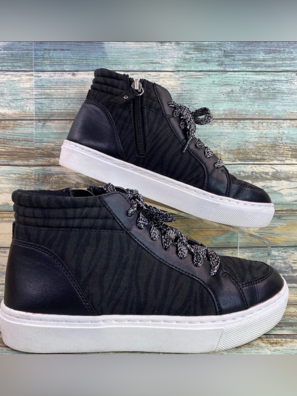 Dr Scholl's High Top Sneaker Womens 6M Black Zip Up Casual Shoes
